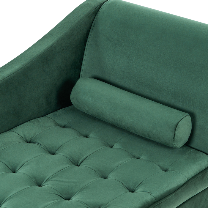 Beliani-PESSAC-Chaise longue-Donkergroen-Rechterzijde-Fluweel