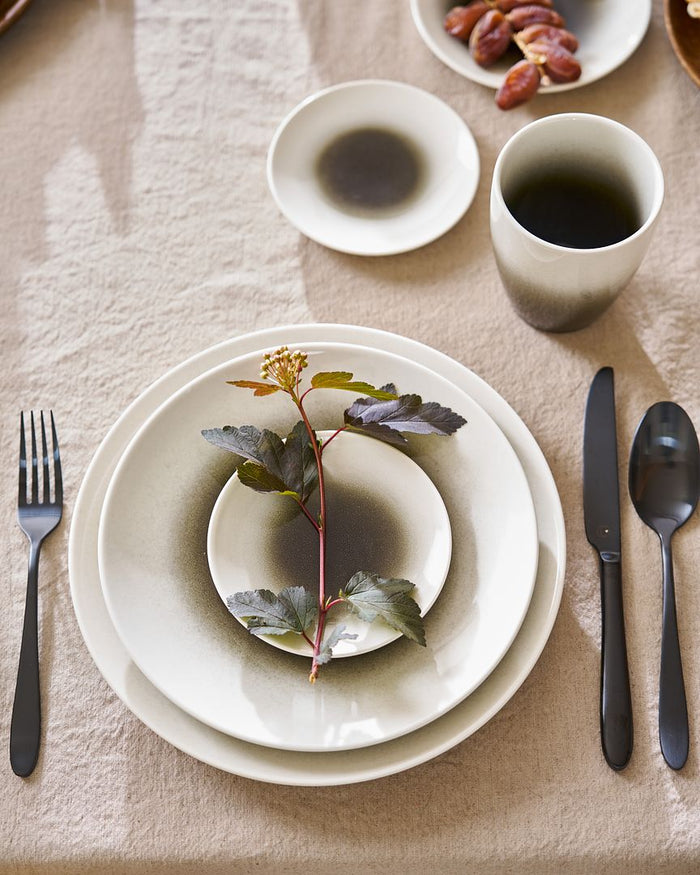 vtwonen Ontbijtborden - Set van 4 Borden- Zwart Gradient - 23 cm