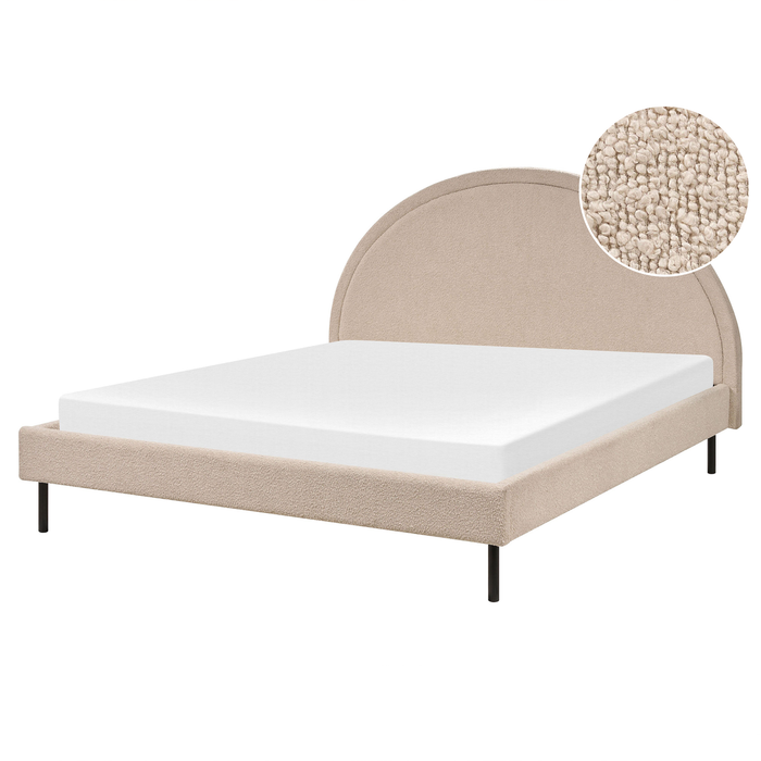 Beliani - MARGUT - Bed - Beige - 160 x 200 cm - Bouclé