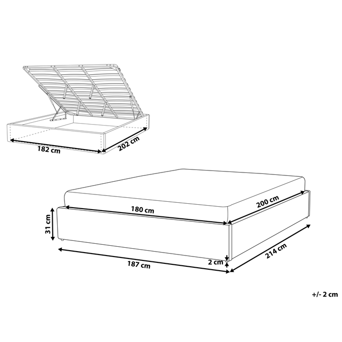 Beliani-DINAN-Tweepersoonsbed-Lichtgrijs-180 x 200 cm-Polyester