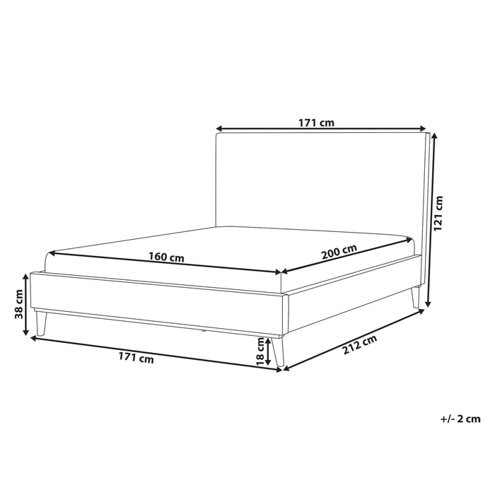 Beliani - BAYONNE - Tweepersoonsbed - Blauw - 180 x 200 cm - Fluweel