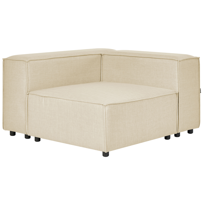 Beliani-APRICA-Tweezitsbank met ottomaan-Beige-Linkerzijde-Linnen