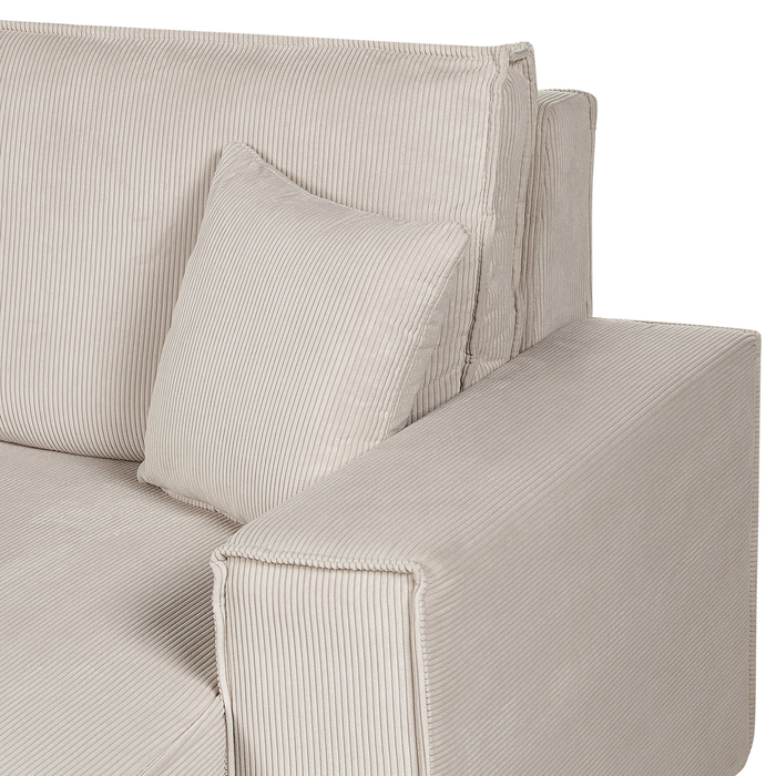 Beliani - ABACKA - Slaapbank - Beige - Rechtszijdig - Corduroy