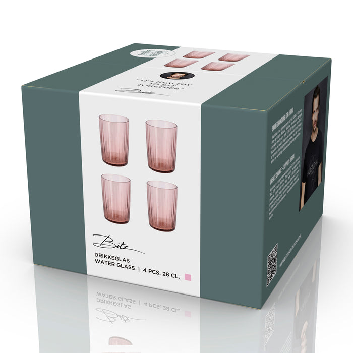 Bitz Kusintha Waterglas 280 ml - 4 stuks - Roze