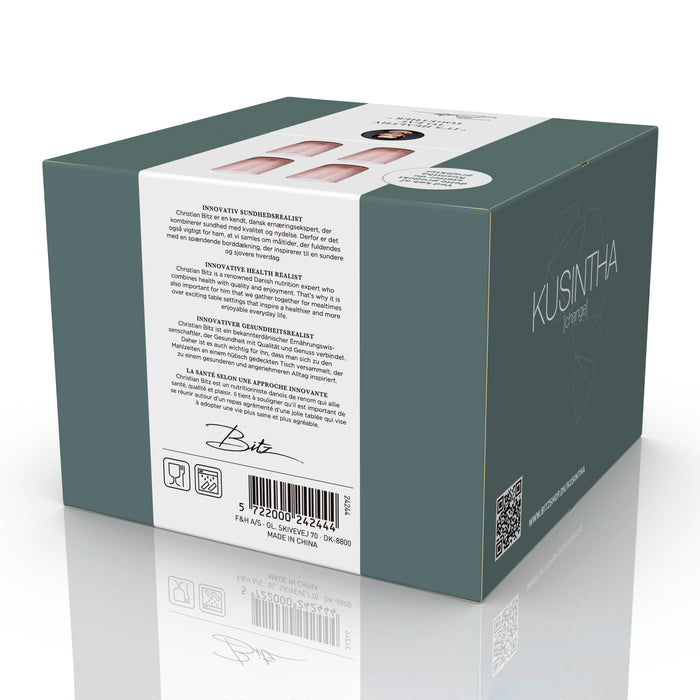 Bitz Kusintha Waterglas 280 ml - 4 stuks - Roze