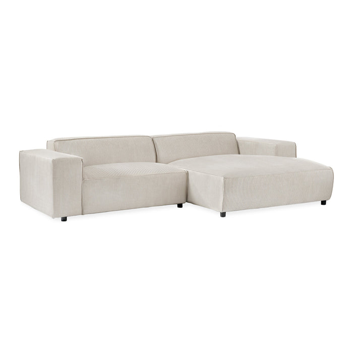by fonQ Chunky Hoekbank met Chaise Longue Rechts - Rib - Latte