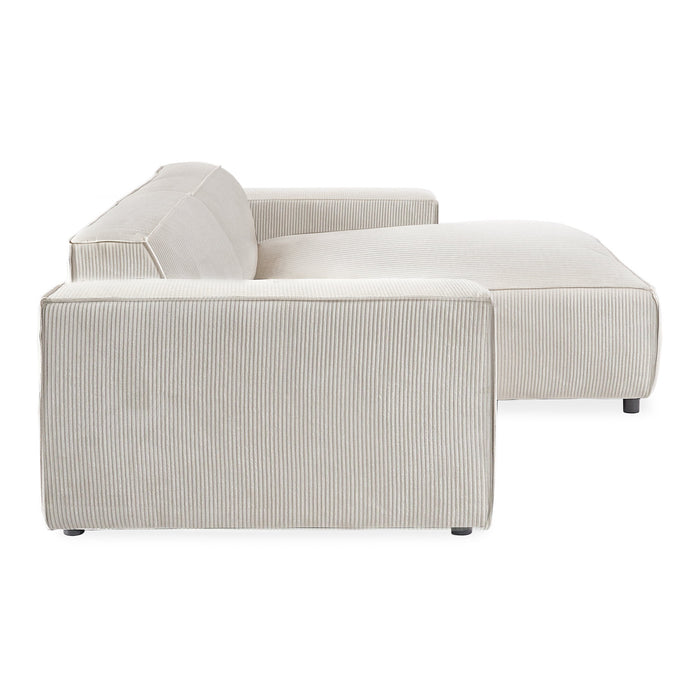 by fonQ Chunky Hoekbank met Chaise Longue Rechts - Rib - Latte