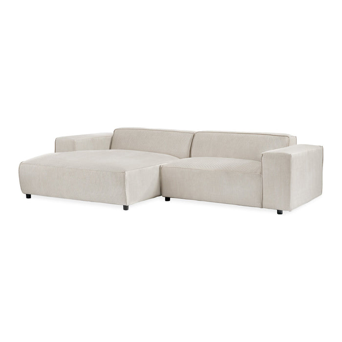 by fonQ Chunky Hoekbank met Chaise Longue Links - Rib - Latte