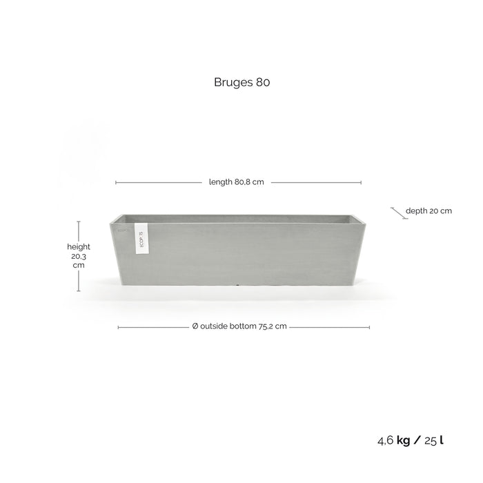 Ecopots Bruges 80 White Grey