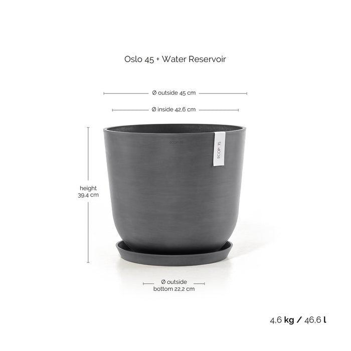 Ecopots Oslo 45 + Water Reservoir Grey