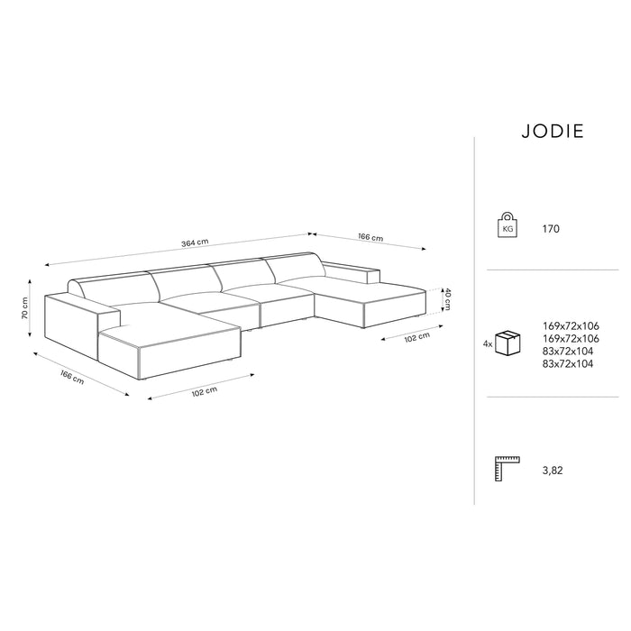 Micadoni Jodie U-bank - Fluweel - Donkerblauw