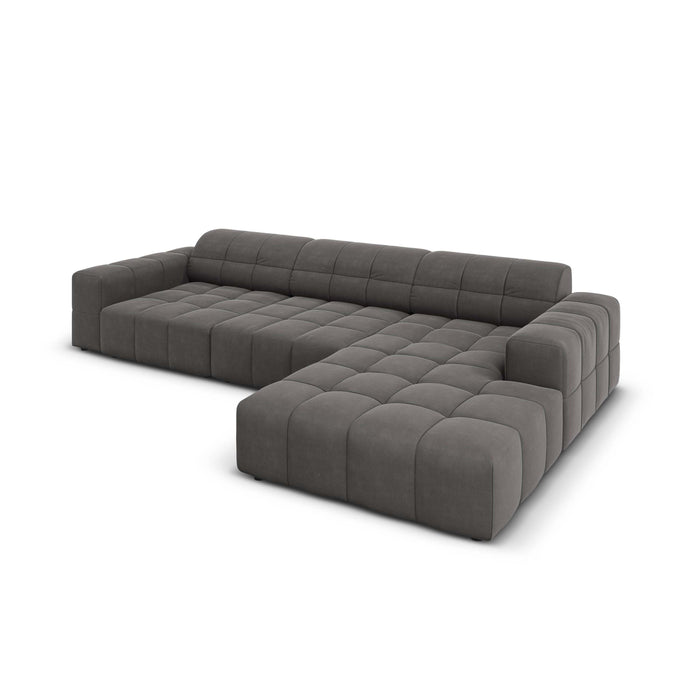 Cosmopolitan Design Chicago Hoekbank met Chaise Longue Rechts - Velvet - Grijs