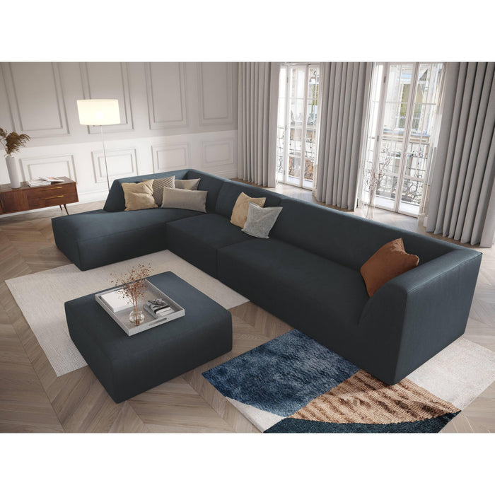 Windsor & Co Sao Hoekbank met Chaise Longue Links - 5-zits - Ribstof - Blauw
