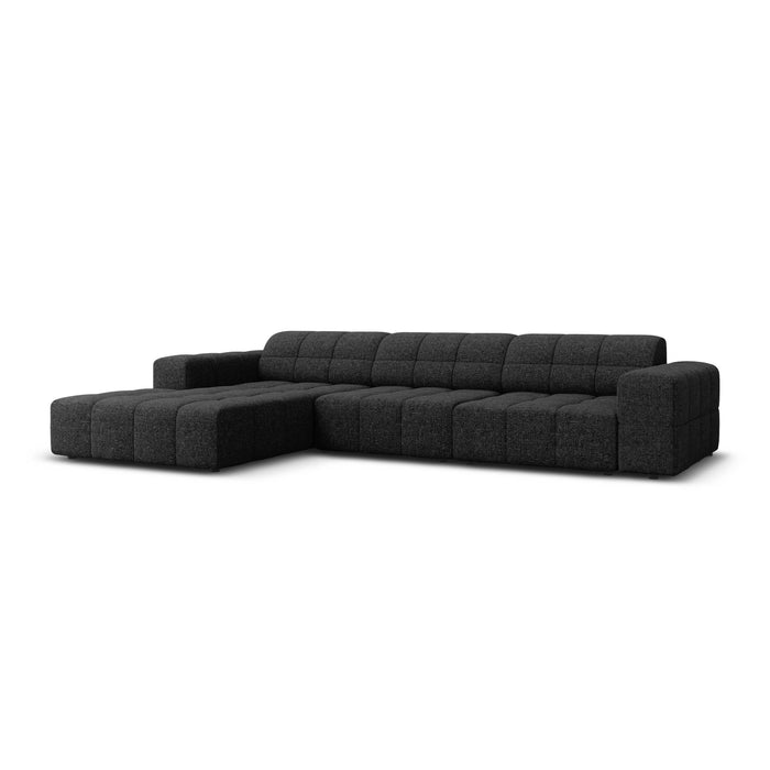 Cosmopolitan Design Chicago Hoekbank met Chaise Longue Links - Chenille - Zwart