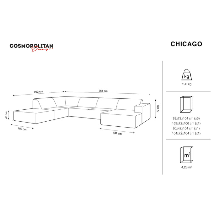 Cosmopolitan Design Chicago U-bank - Hoek Links - Velvet - Olijfgroen