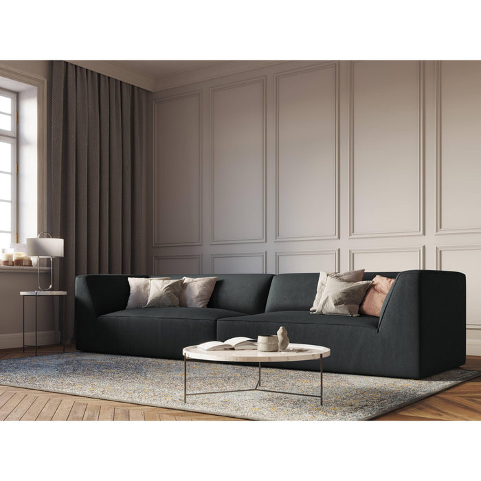 Windsor & Co Sao 4-zitsbank - Ribstof - Zwart