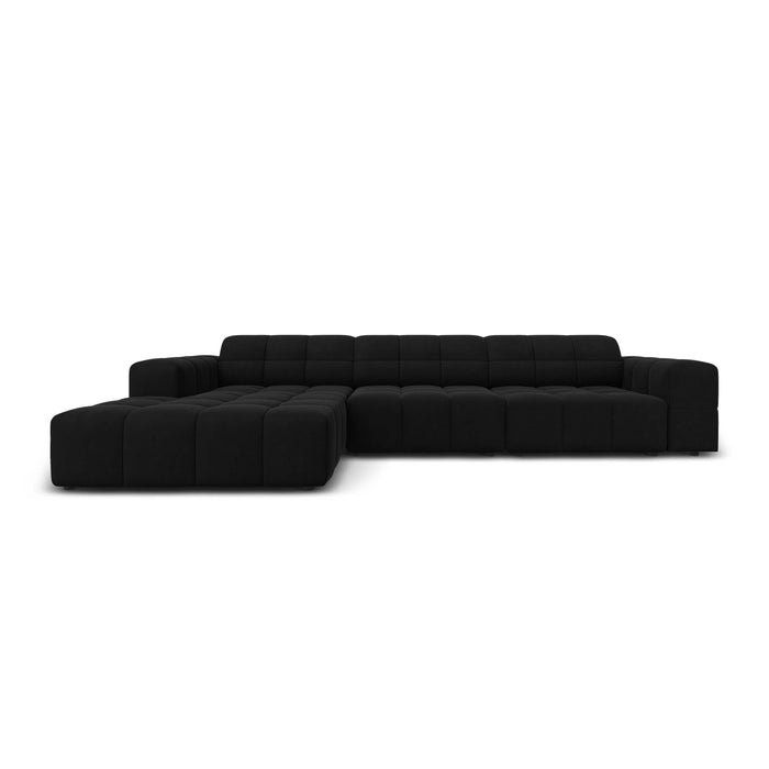 Cosmopolitan Design Chicago Hoekbank met Chaise Longue Links - Velvet - Zwart