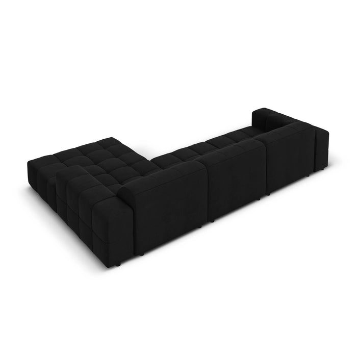 Cosmopolitan Design Chicago Hoekbank met Chaise Longue Rechts - Velvet - Zwart