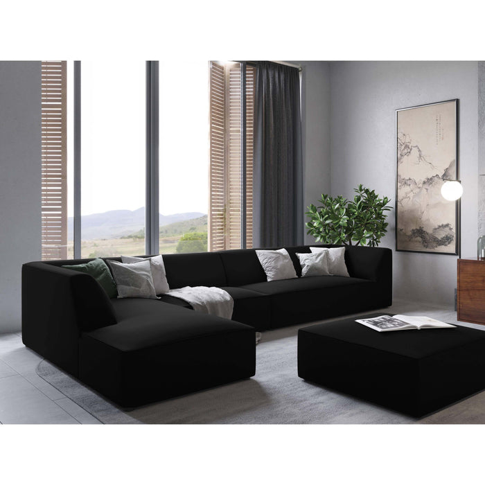 Windsor & Co Sao Hoekbank met Chaise Longue Links - 5-zits - Velvet - Zwart