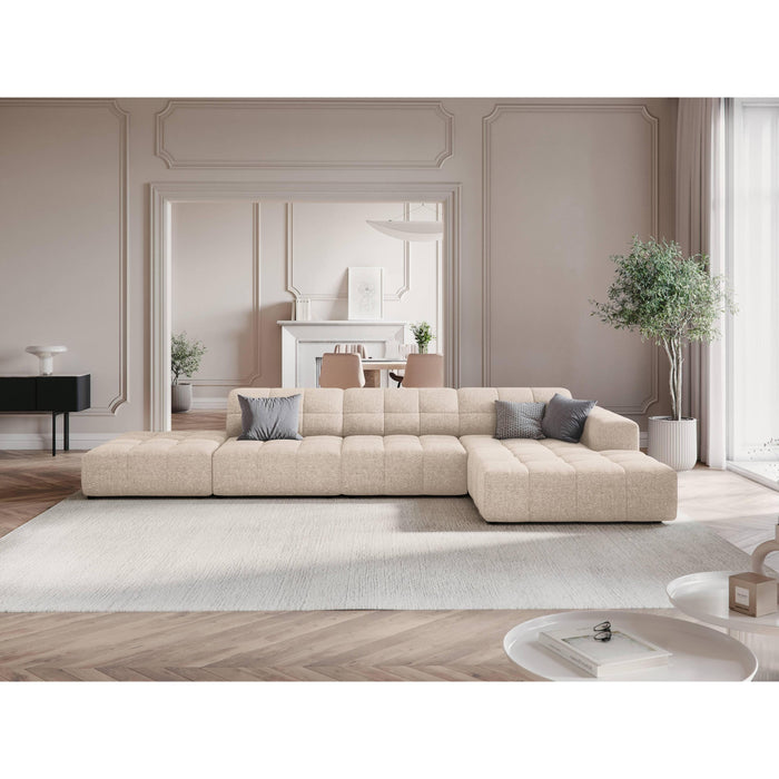 Cosmopolitan Design Chicago Hoekbank met Chaise Longue Rechts - Links Open - Chenille - Lichtbeige