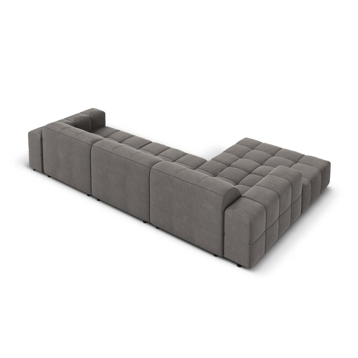 Cosmopolitan Design Chicago Hoekbank met Chaise Longue Links - Velvet - Grijs