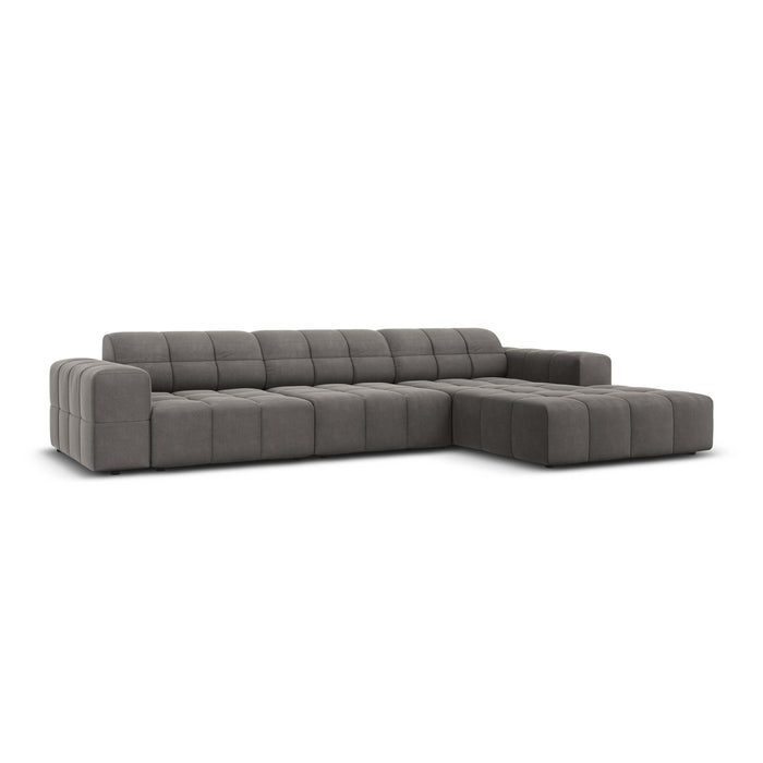 Cosmopolitan Design Chicago Hoekbank met Chaise Longue Rechts - Velvet - Grijs