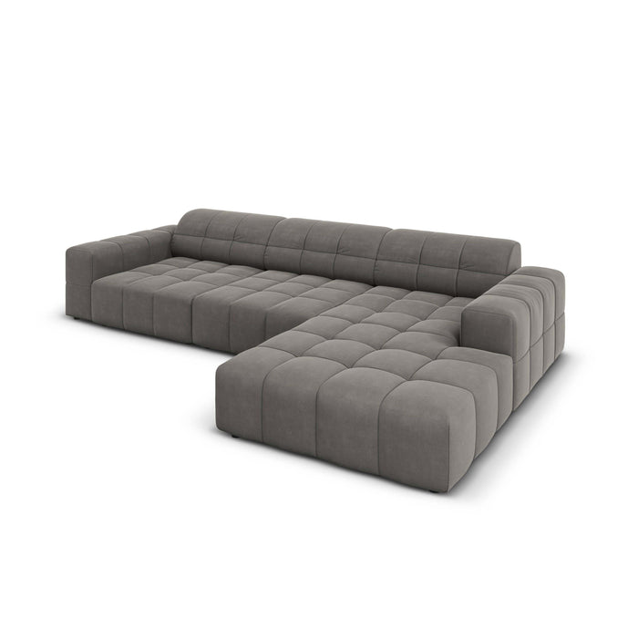 Cosmopolitan Design Chicago Hoekbank met Chaise Longue Rechts - Velvet - Grijs