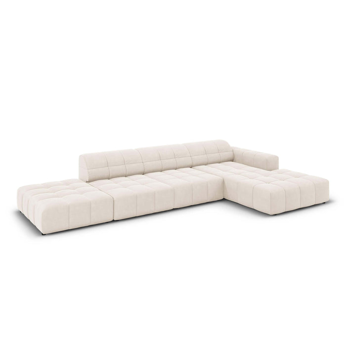 Cosmopolitan Design Chicago Hoekbank met Chaise Longue Rechts - Links Open - Velvet - Crème