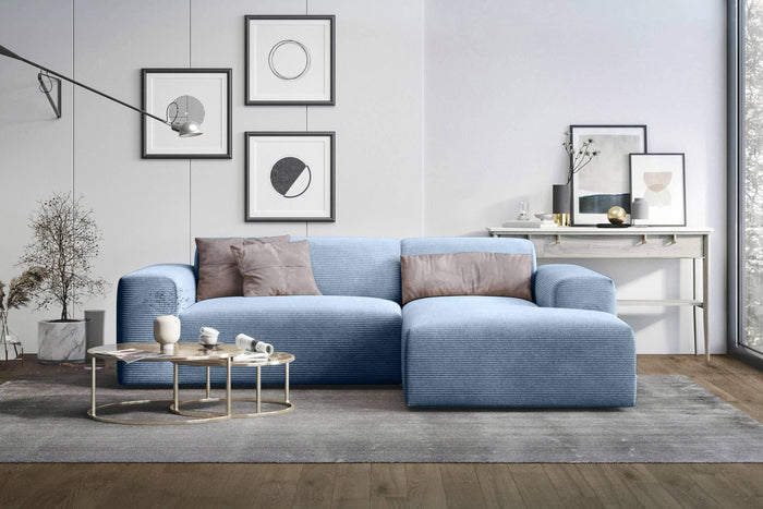 NADUVI Collection Nina Hoekbank Rechts - Ribstof - Lichtblauw