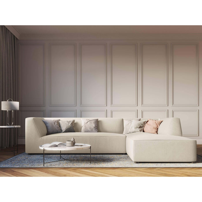 Windsor & Co Sao Hoekbank met Chaise Longue Rechts - 4-zits - Ribstof - Lichtbeige