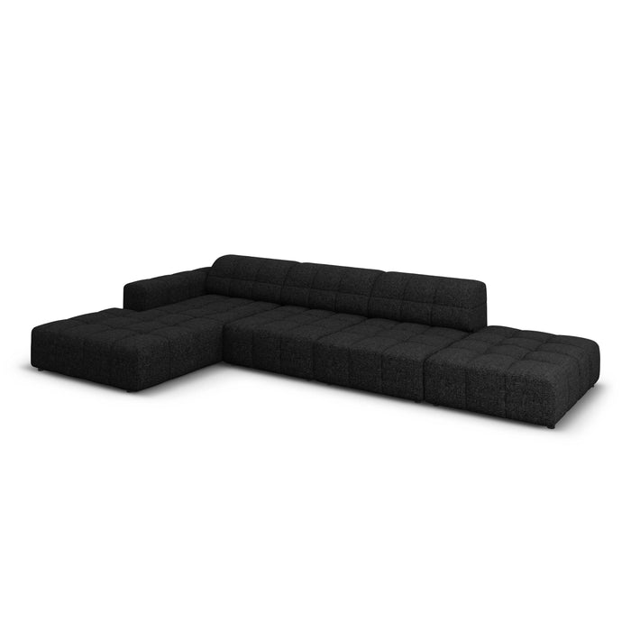 Cosmopolitan Design Chicago Hoekbank met Chaise Longue Links - Rechts Open - Chenille - Zwart