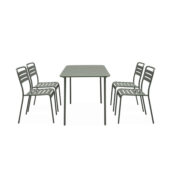 sweeek - Metalen tuintafel, 4 stoelen