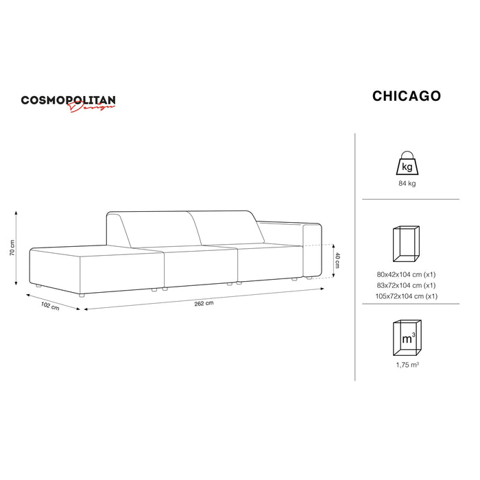 Cosmopolitan Design Chicago 4-zitsbank Links Open - Velvet - Flessengroen