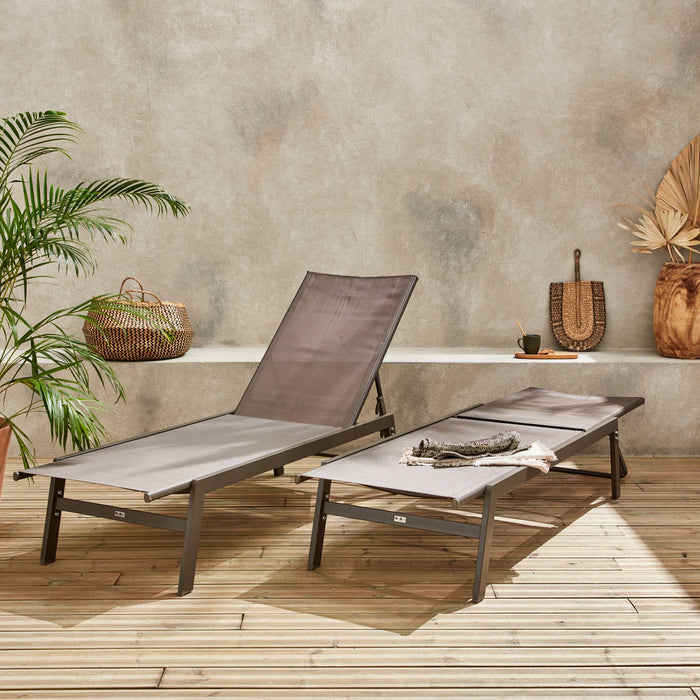 sweeek - Ligstoelen met meerdere posities textileen en metaal (set van