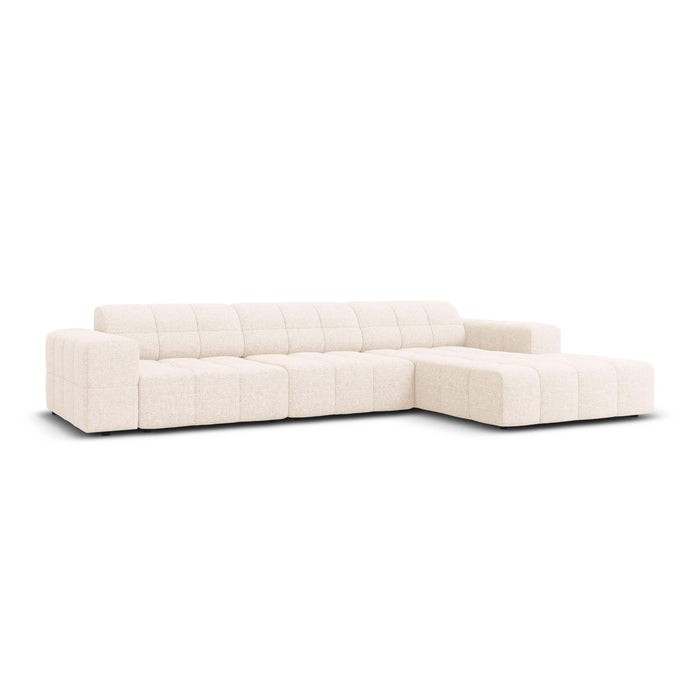 Cosmopolitan Design Chicago Hoekbank met Chaise Longue Rechts - Chenille - Crème