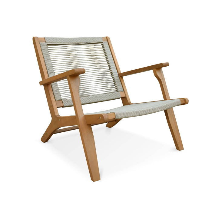 sweeek - Relaxfauteuil van hout en touw met voetensteun