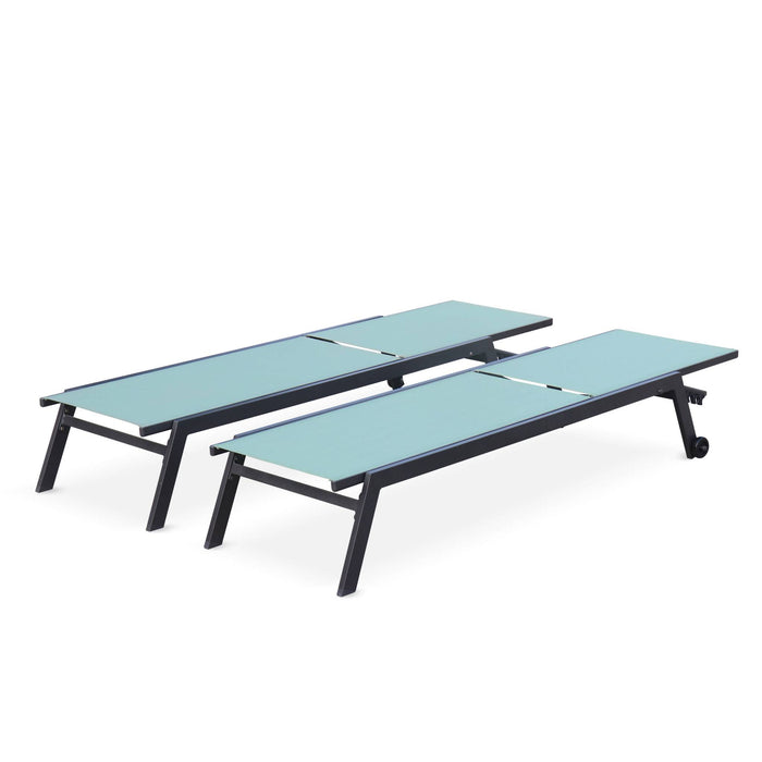 sweeek - Aluminium ligstoelen, meerdere standen, met wieltjes (set van