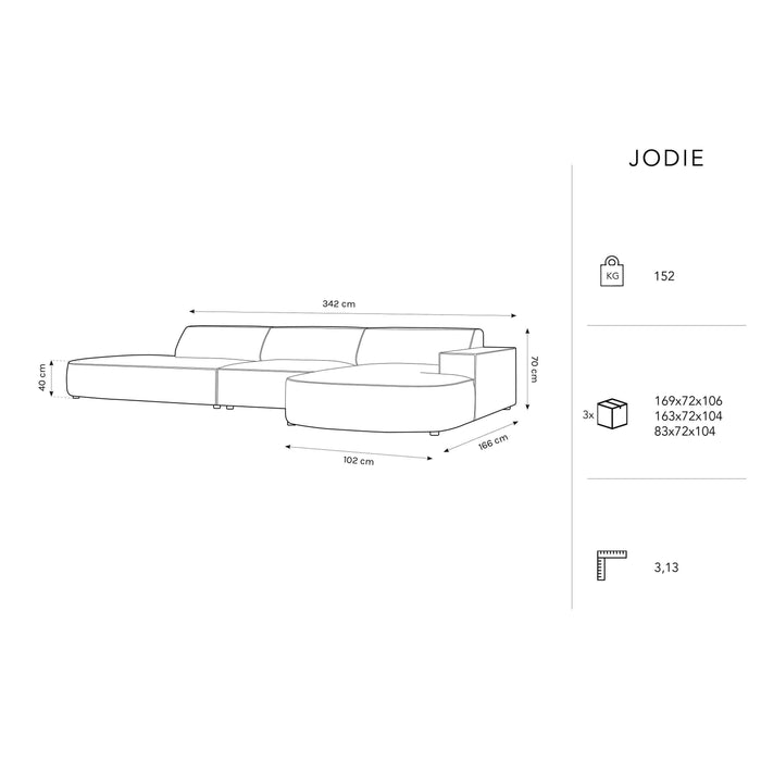 Micadoni Jodie Hoekbank Rechts Afgerond - Links Open 5-zits - Fluweel - Crème