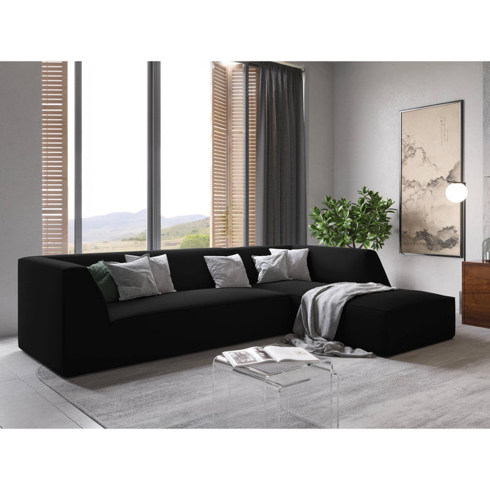 Windsor & Co Sao Hoekbank met Chaise Longue Rechts - 4-zits - Velvet - Zwart