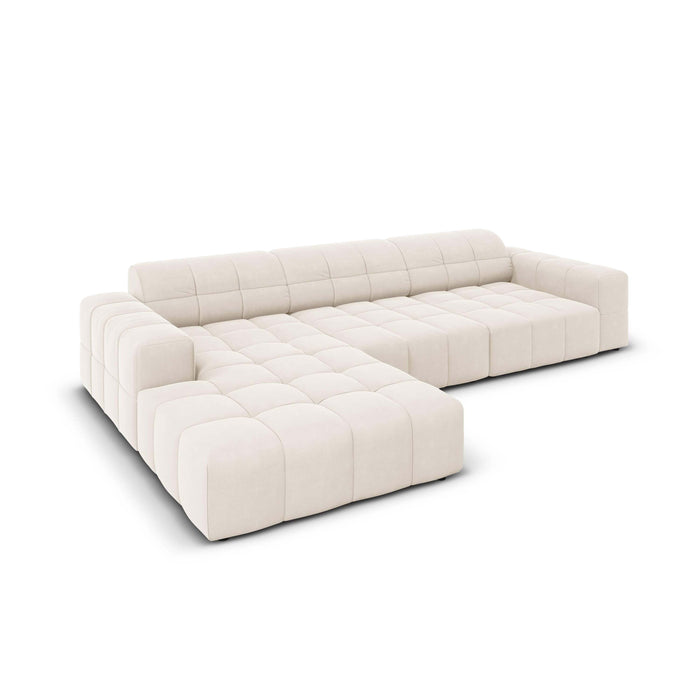 Cosmopolitan Design Chicago Hoekbank met Chaise Longue Links - Velvet - Crème