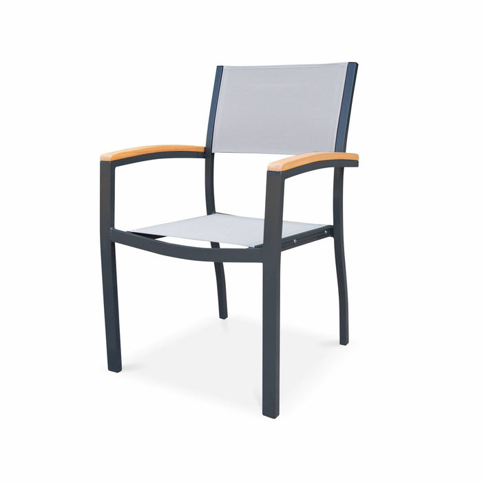 sweeek - Tuinset hout en aluminium met 8 armstoelen