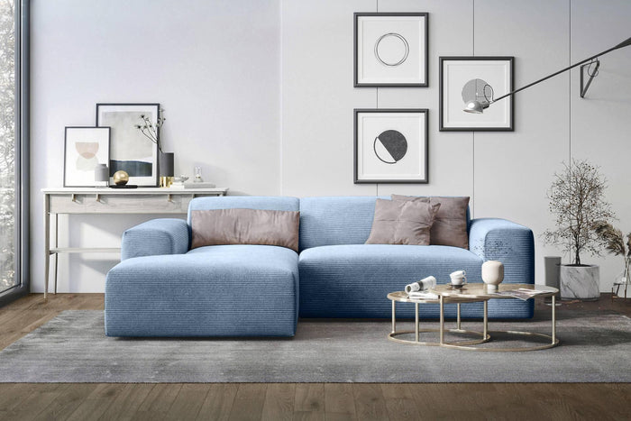 NADUVI Collection Nina Hoekbank Links - Ribstof - Lichtblauw