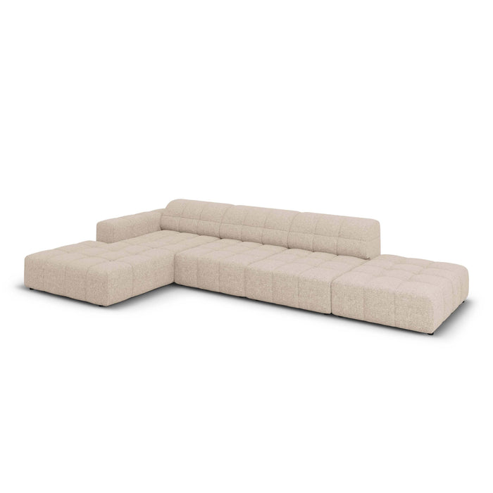 Cosmopolitan Design Chicago Hoekbank met Chaise Longue Links - Rechts Open - Chenille - Lichtbeige