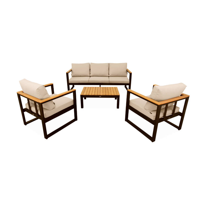 sweeek - Houten en aluminium loungeset voor 5 personen