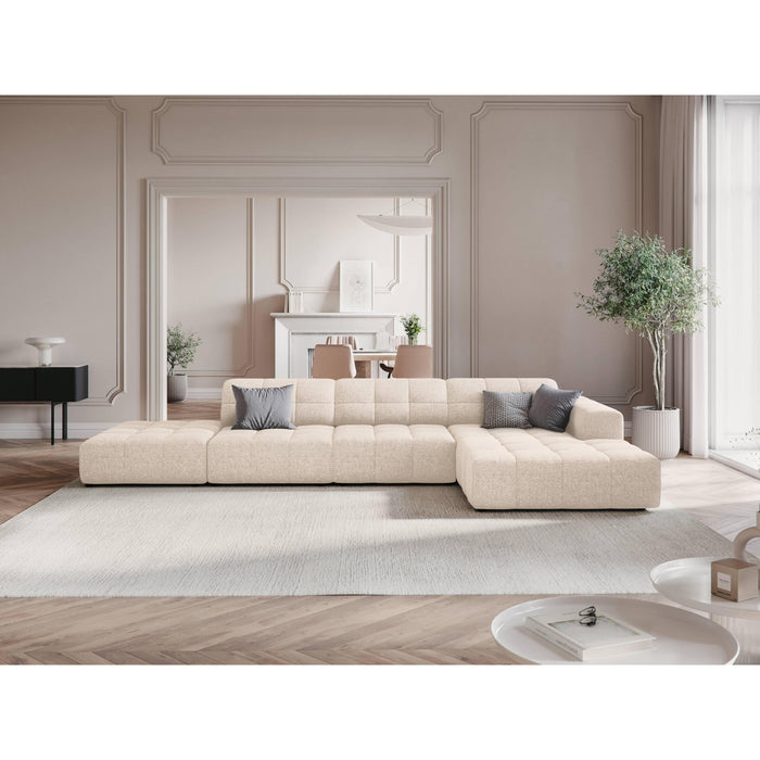 Cosmopolitan Design Chicago Hoekbank met Chaise Longue Rechts - Links Open - Chenille - Crème