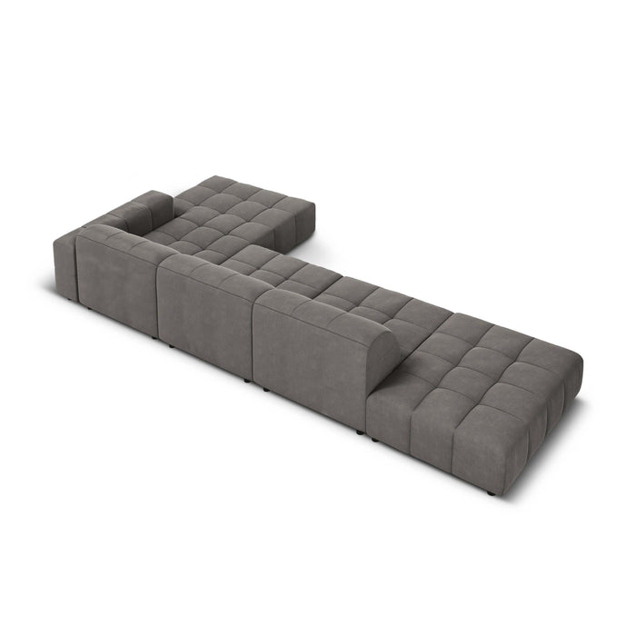 Cosmopolitan Design Chicago Hoekbank met Chaise Longue Rechts - Links Open - Velvet - Grijs