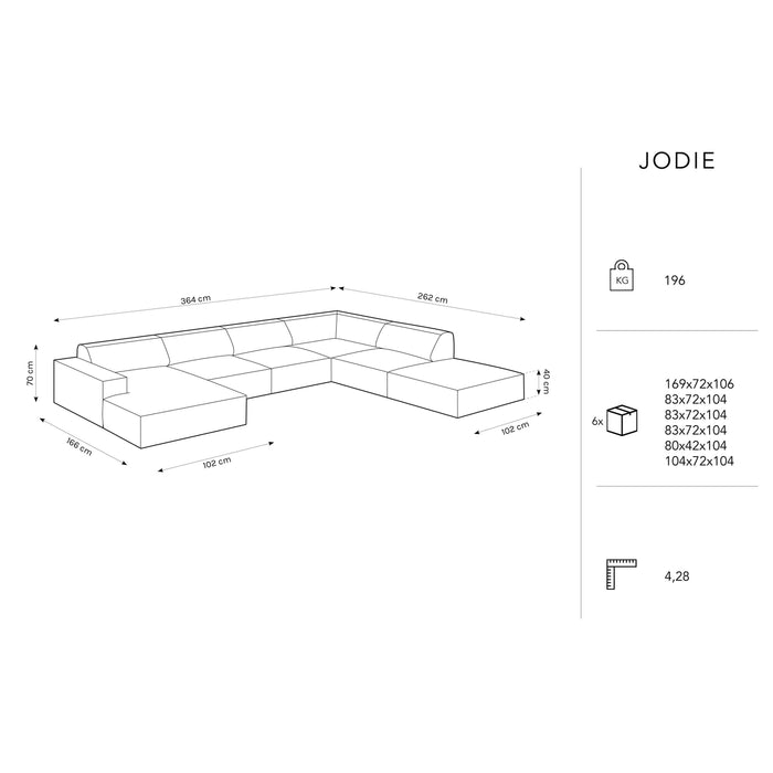 Micadoni Jodie U-bank Rechts - Fluweel - Donkerblauw