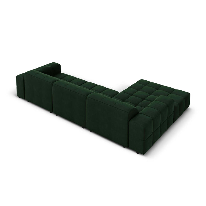 Cosmopolitan Design Chicago Hoekbank met Chaise Longue Links - Velvet - Flessengroen