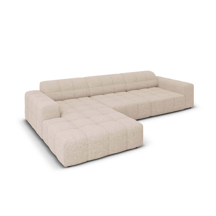 Cosmopolitan Design Chicago Hoekbank met Chaise Longue Links - Chenille - Lichtbeige