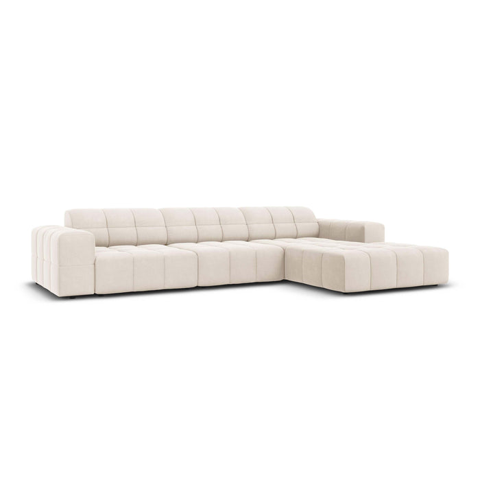 Cosmopolitan Design Chicago Hoekbank met Chaise Longue Rechts - Velvet - Crème